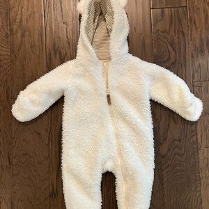 Carter's Fuzzy White Hooded Footie Snowsuit